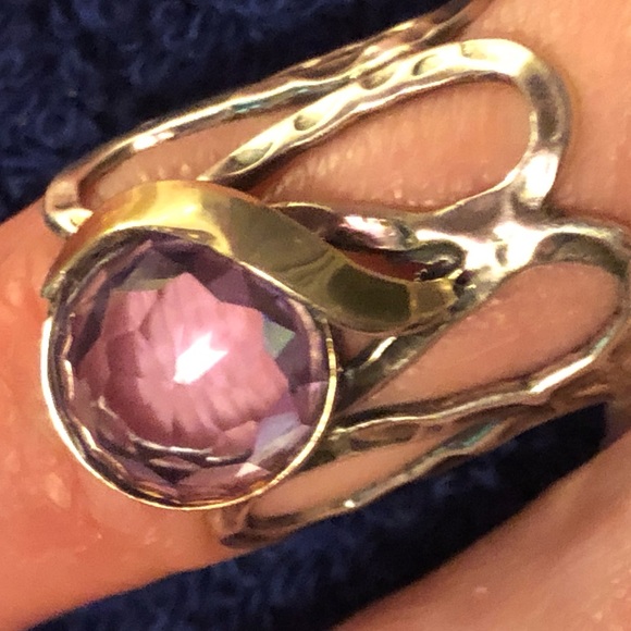 Sterling silver , purple stone w/ 14k gold accent - Picture 2 of 7